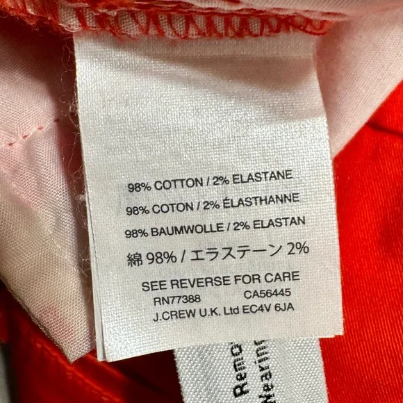 J.Crew Chino NEW 4” Cotton Flat Front Shorts in Vivid Flame size 2 - Picture 13 of 14
